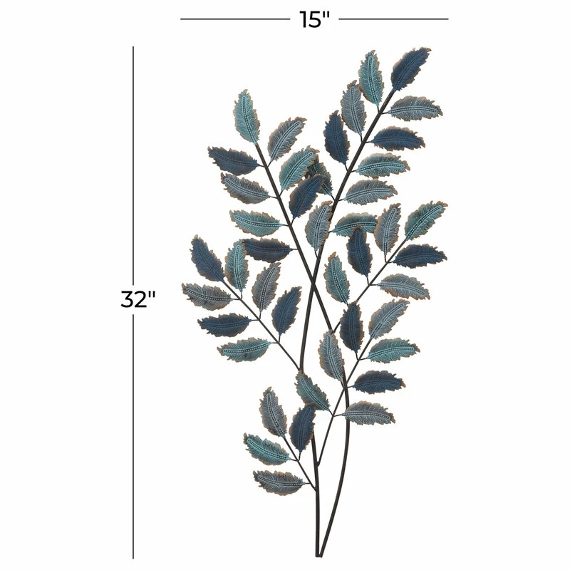 Cheap โจ Brimfield & May Blue Metal Traditional Floral Wall Decor, 15" X 32" ๐ - Image 3