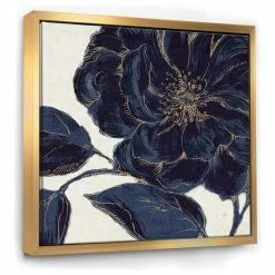 Flash Sale 🎉 Designart Dark Rose Gilded Gold Floral Print Canvas Art, Gold, 30x30 👍