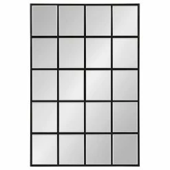 Hot Sale 🔔 Uniek Denault Framed Windowpane Mirror, Black 24x36 🤩