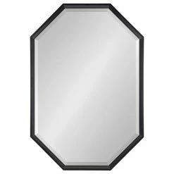Outlet 🧨 Uniek Calter Elongated Octagon Wall Mirror, Black 25.5x37.5 🎁