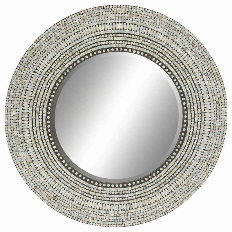 New ๐ฅ Brimfield & May Coastal Gray Wood Wall Mirror 49073 ๐