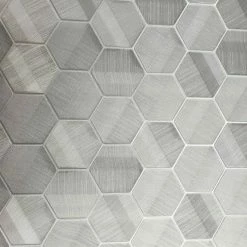 Best Sale 👍 Lamborghini Hexagon Gray Silver Metallic Textured Wallpaper Geometric 3D, Roll 27 Inc X 33 F 🌟