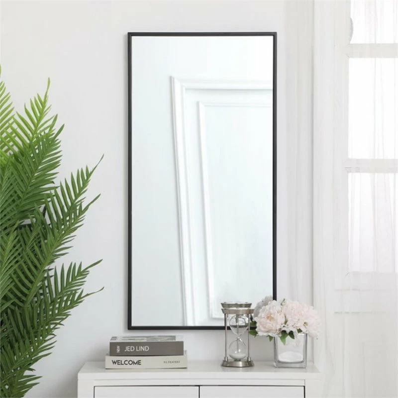 Discount 👏 Elegant Furniture & Lighting Metal Frame Rectangle Mirror 18 Inch In Black 🔥 - Image 2