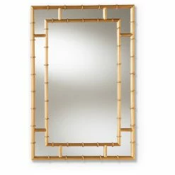 Cheapest 🛒 Wholesale Interiors Adra Modern And Contemporary Gold Bamboo Accent Wall Mirror ✔️