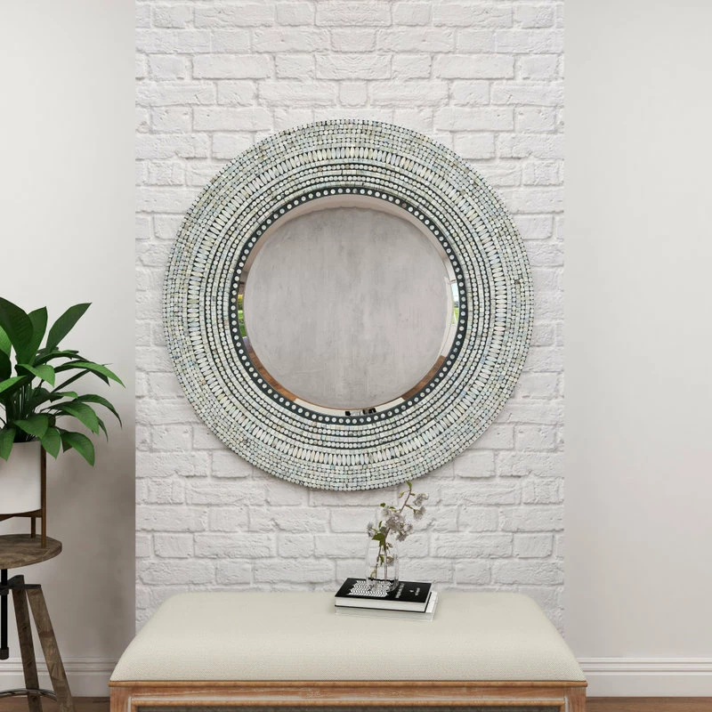 New ๐ฅ Brimfield & May Coastal Gray Wood Wall Mirror 49073 ๐ - Image 8