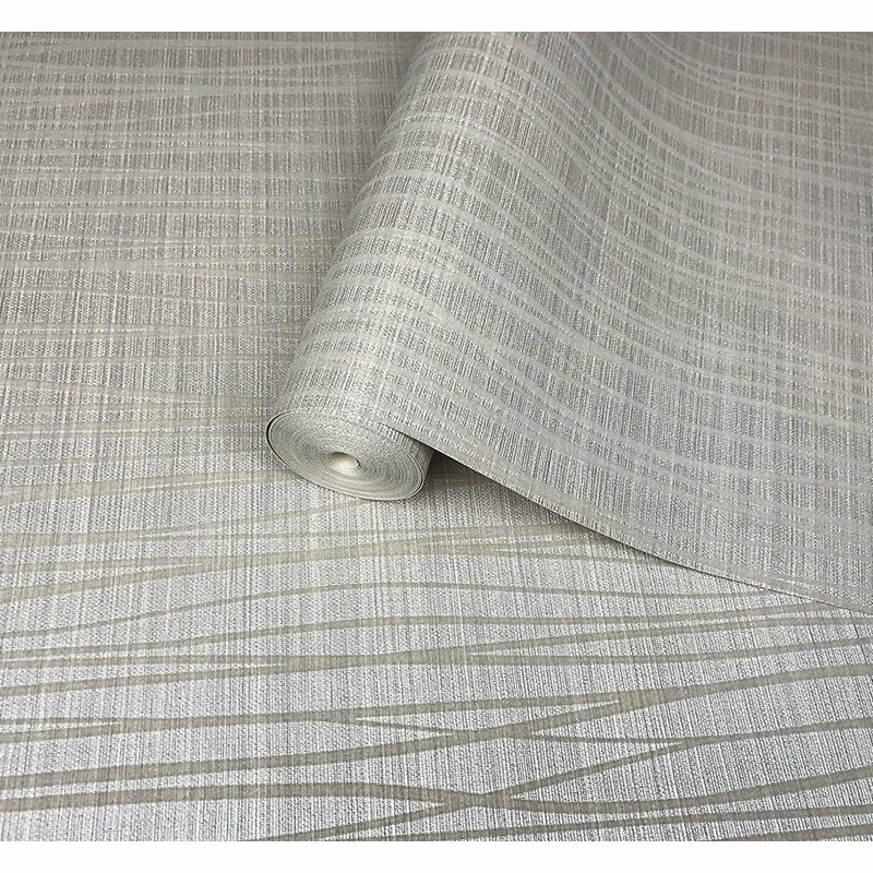 Deals 🥰 Portofino Flocked Gray Off White Wallpaper Textured Flocking Velvet Wave Lines, 27 Inc X 3 ⭐ - Image 2