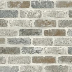 Flash Sale 🛒 Wallquest NextWall Washed Faux Brick NW30500 Peel & Stick Wallpaper White / Gray / Brown 🎁