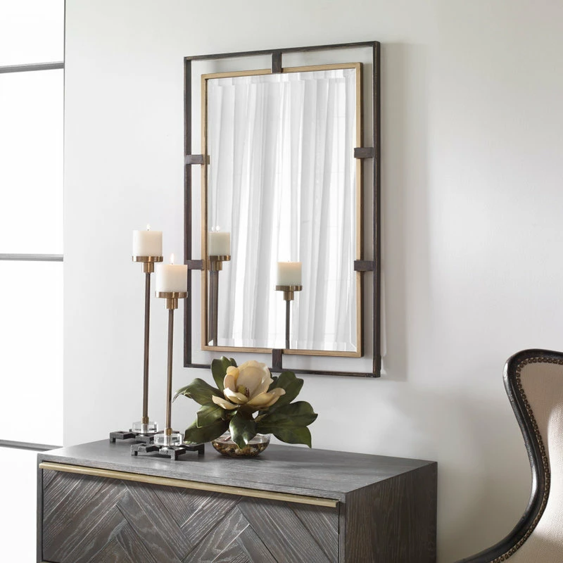 Best Pirce ❤️ Uttermost Carrizo Gold And Bronze Rectangle Mirror 🔔 - Image 2