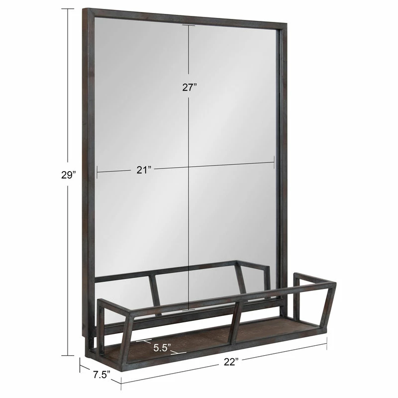 Top 10 🎉 Uniek Jackson Decorative Rustic Metal Home Organizer Mirror With Shelf, Black 🛒 - Image 5
