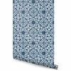 Discount ⭐ Accentuwall Geo Flowers Peel And Stick Wallpaper, Navy, 24"x108" 😉