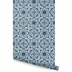 Discount ⭐ Accentuwall Geo Flowers Peel And Stick Wallpaper, Navy, 24"x108" 😉
