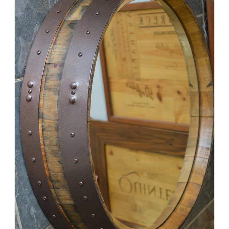 Flash Sale ๐ Alpine Wine Design Napa Valley ๐จ Hammered Copper Wine Barrel Mirror ๐ - Image 2