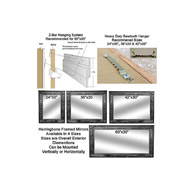 Best reviews of 🔔 Renewed Decor And Storage Herringbone Stained Vanity Mirror, Jacobean, 24"x30", Vertical 😉 - Image 5