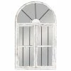 Promo 🛒 Brimfield & May Distressed White Wood Arched Window Wall Mirror, 25" X 42" 🧨