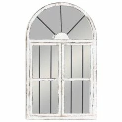 Promo ๐ Brimfield & May Distressed White Wood Arched Window Wall Mirror, 25" X 42" ๐งจ