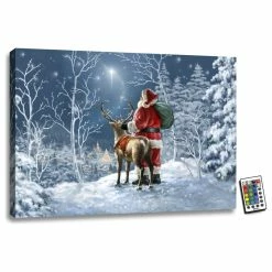 Wholesale 👍 Glow Decor Starry Night Santa 18x24 Backlit Print With Remote Control 😍