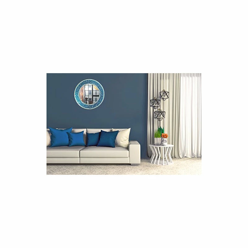 Hot Sale ๐ฅ DecorShore ™ Decorative Round Framed Wall Mirror Glass Mosaic, 24", Ocean Blue ๐ - Image 4
