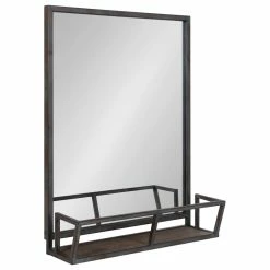Top 10 🎉 Uniek Jackson Decorative Rustic Metal Home Organizer Mirror With Shelf, Black 🛒