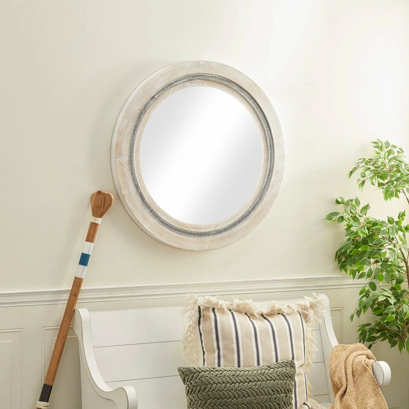 Discount ❤️ Brimfield & May Farmhouse White Wood Wall Mirror 91838 ⭐ - Image 4