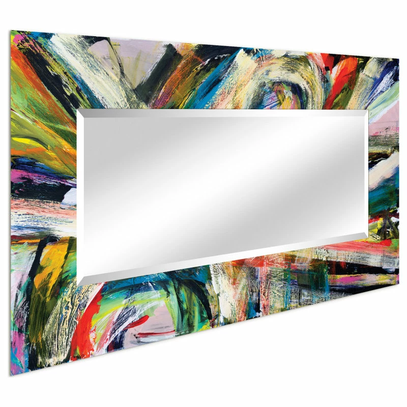Outlet โญ Empire Art Direct "Rock Star I" Rectangular Beveled Mirror On Printed Abstract Tempered Art Glass ๐ - Image 6
