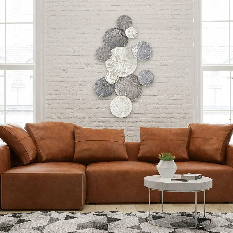 Cheapest ๐ Whole House Worlds Modernist Floating Roundels, Atelier Metal Wall Decor, Gray White Washed Patina ๐ - Image 4