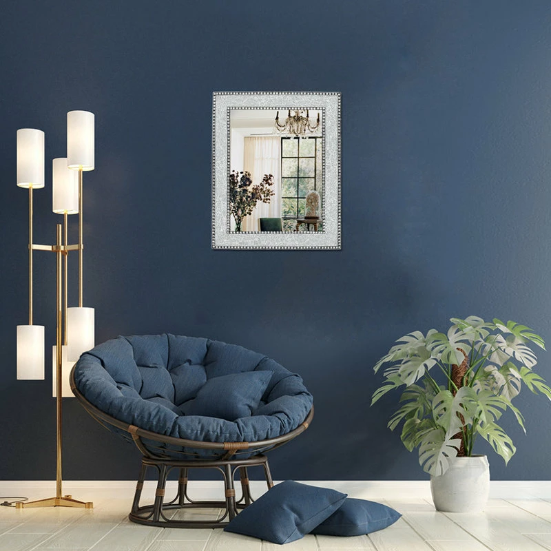 Outlet โญ DecorShore ™ Crackled Glass Decorative Wall Mirror, 30"x24", Silver ๐ - Image 4