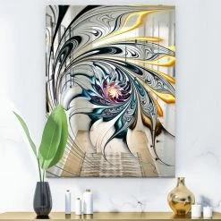 Discount 👍 Designart White Stained Glass Floral Art Modern And Accent Mirror, 28x40 ⌛