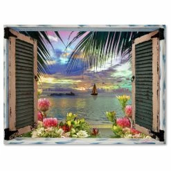 Best Pirce ⭐ Trademark Fine Art Leo Kelly 'Tropical Window To Paradise III' Canvas Art, 32"x24" 👏