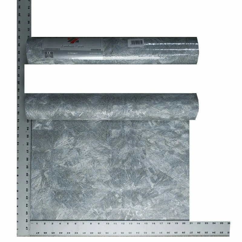 Outlet 🔥 Portofino Silver Blue Gold Metallic Crushed Metal Textured Wallpaper, 21 Inc X 33 Ft Roll 🌟 - Image 2