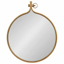 Budget 🥰 Uniek Yitro Round Wall Mirror, Gold ✨