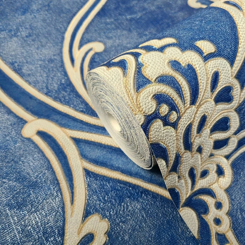 Buy π₯° Zambaiti Parati M5123 Royal Blue Beige Gold Victorian Damask Wallpaper , 42 Inc X 33 Ft Roll π - Image 5
