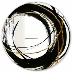Promo ✔️ Designart Black And White 10 Glam Oval Or Round Wall Mirror, 32x32 ❤️