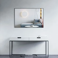 Discount ⌛ Dowell K&B Supplies Mattox Mirror, Black, 48"w X 32"h X 1"d 👏