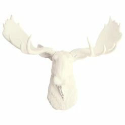 Best Sale 😉 White Faux Taxidermy® Faux Moose Head Wall Mount, Antique White 💯