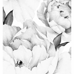 Cheapest 🎁 Accentuwall Peony Flower Mural Wall Art Wallpaper, Peel And Stick, Black & White, 24"x96" 🎁