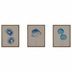 Wholesale ✨ Olliix Madison Park 3-Piece Blue Print Botanicals Framed Printed Canvas On Linen 🔥