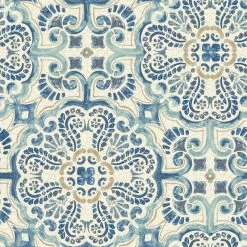 Best reviews of 🎁 Brewster Home Fashions NuWallpaper By Brewster NU2235 Blue Florentine Tile Peel & Stick Wallpaper 🌟