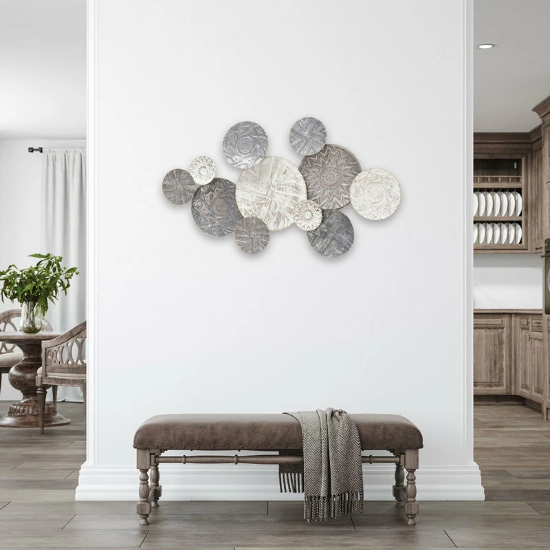 Cheapest ๐ Whole House Worlds Modernist Floating Roundels, Atelier Metal Wall Decor, Gray White Washed Patina ๐ - Image 7
