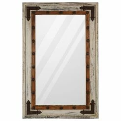 Discount 😀 Mexican Imports El Paso Vanity Accent Mirror, 23"x35", Vintage White 🧨