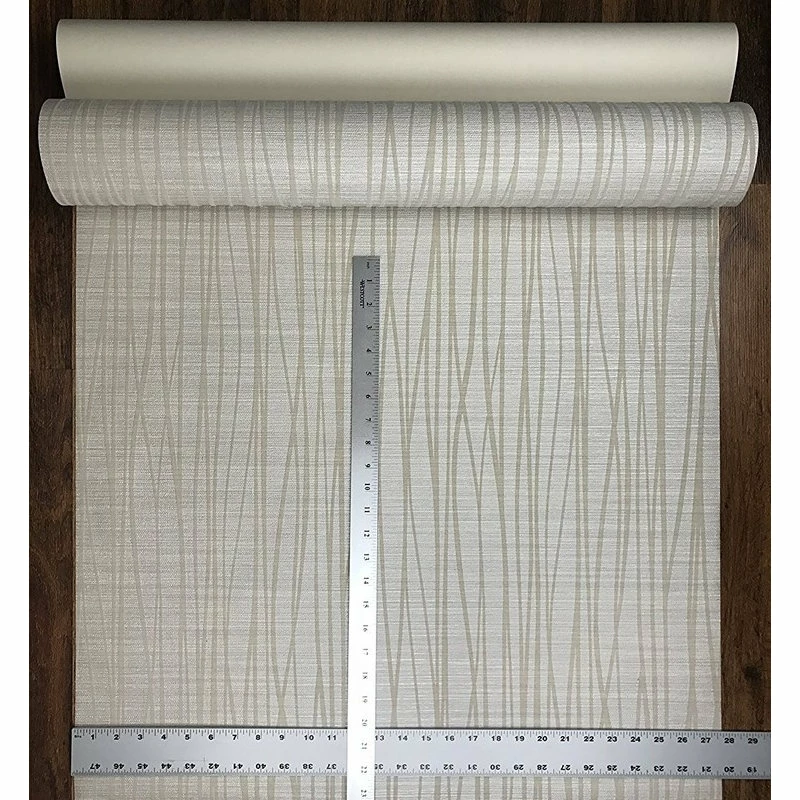 Deals 🥰 Portofino Flocked Gray Off White Wallpaper Textured Flocking Velvet Wave Lines, 27 Inc X 3 ⭐ - Image 5