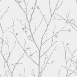 Best Sale ๐ Graham & Brown Water Silk Sprig Light Silver Wallpaper, 20x396 โค๏ธ