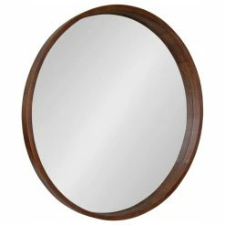 Hot Sale 🎉 Uniek Hutton Round Wood Wall Mirror, Walnut Brown 36 Diameter ⌛