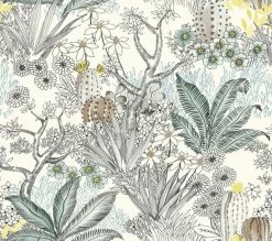 New 🎁 York Wallcoverings ON1611 Flowering Desert Wallpaper Black 😍