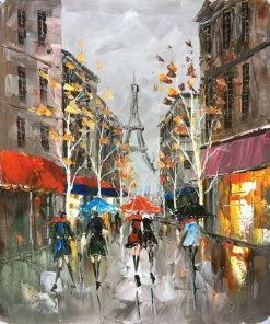 Best deal 🔥 Bayland Collection "Rainy Paris Streets III" Oil Painting Print On Wrapped Canvas; Modern Fine Art ⭐