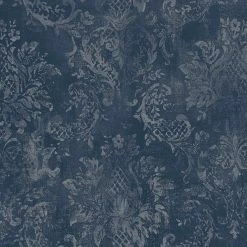 Hot Sale 😍 American Wallpaper & Design Weathered Damask Wallpaper, Navy Blue, Bolt 🎁