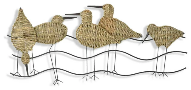 New ๐ StyleCraft Flock Of Birds In Metal And Natural Woven Material ๐